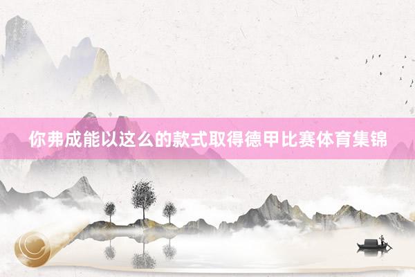 你弗成能以这么的款式取得德甲比赛体育集锦