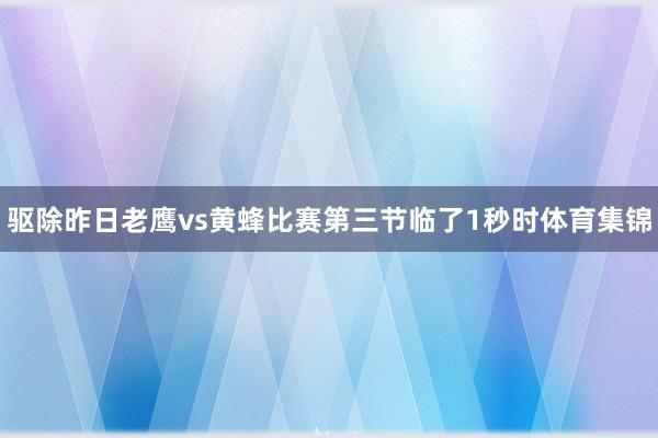 驱除昨日老鹰vs黄蜂比赛第三节临了1秒时体育集锦