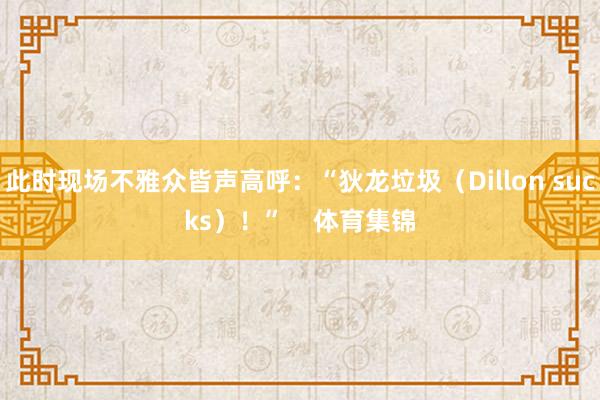 此时现场不雅众皆声高呼：“狄龙垃圾（Dillon sucks）！”    体育集锦