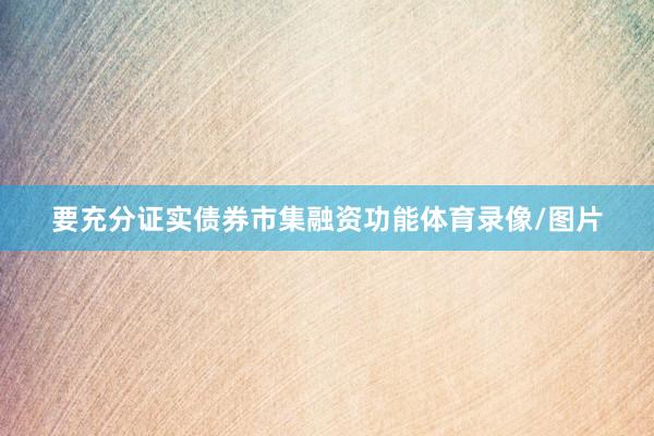 要充分证实债券市集融资功能体育录像/图片