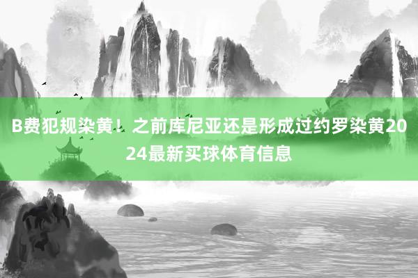 B费犯规染黄！之前库尼亚还是形成过约罗染黄2024最新买球体育信息
