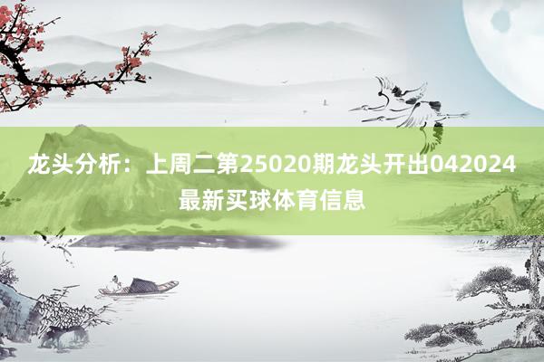 龙头分析:上周二第25020期龙头开出042024最新买球体育信息